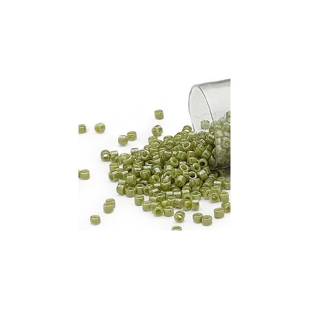 Delica, size #11, light army green, glass bead, opaque, 1.1x1.7mm, 5.2g.