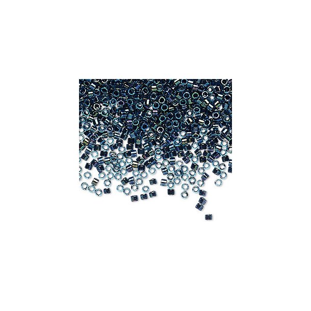 Delica, Glasperlen, dunkelblau, changierend, opak, 1,1x1,7 mm, 5,2gr