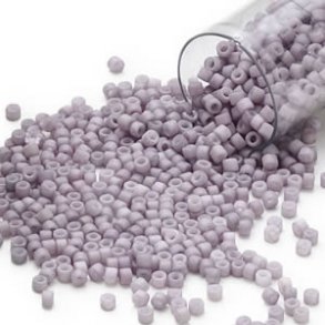 Delica, size #11, grey, opaque matte luster lavender, 1.1x1.7mm.