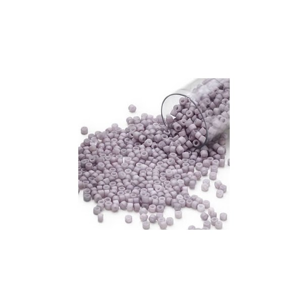 Delica, size #11, grey, opaque matte luster lavender, 1.1x1.7mm.
