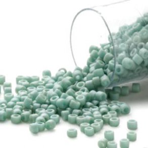 Delica, Größe#11, schwach meergrün, Glasperlen, mattiert, opak, 1,1x1,7 mm, 5,2 g