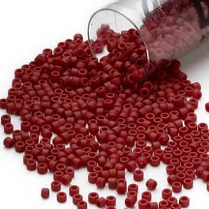 Delica, size #11, matte red, opaque 1.1x1.7mm.