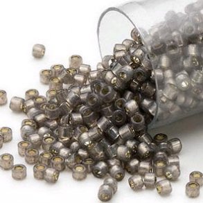 Delica, size #11, silver-lined opal dark grey, 1.1x1.7mm, 5,2 grams