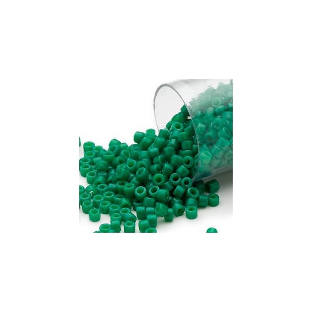 Delica, size #11, green, glass bead, opaque, 1.1x1.7mm, 5.2g.