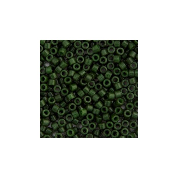 Delica, størrelse #11, skov grøn, glasperle, opak, 1,1x1,7mm