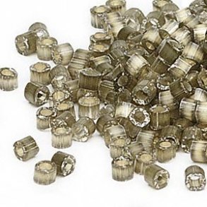 Delica, size #11, grayish borwn glass bead, silk effect, 1.1x1.7mm, 5.2gr