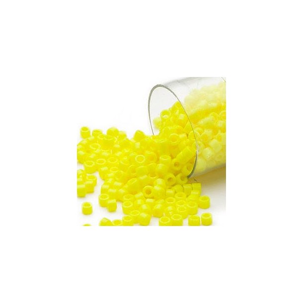 Delica, size #11, bright yellow, glass bead, opaque, 1.1x1.7mm, 5.2 grams