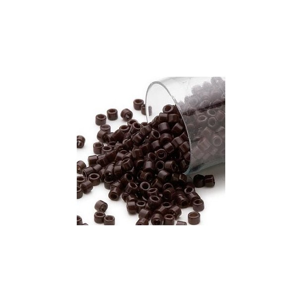 Delica, strrelse #11, mrk chokolade brun glasperle, 1x1 mm, 5,2 gram