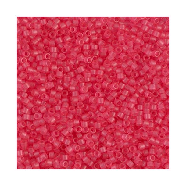 Delica, size #11, matte, red-pink, semi transparent 1.1x1.7mm, 5.2gr