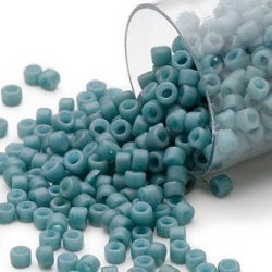 (ausverkauft)Delica, Gr&ouml;&szlig;e#11, t&uuml;rkis-graublau, Glasperlen, mattiert, opak, 1,1x1,7 mm, 5,2 g