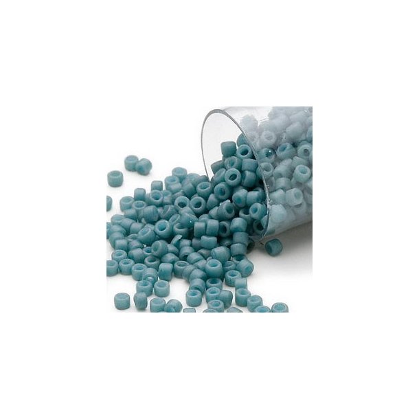 (sold out)Delica, size #11, grayish turquoise, glass bead, matte, opaque, 1.1x1.7mm, 5.2g.