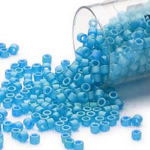 Delica, size #11, matte light blue, semi transparent, 1.1x1.7mm, 5.2g