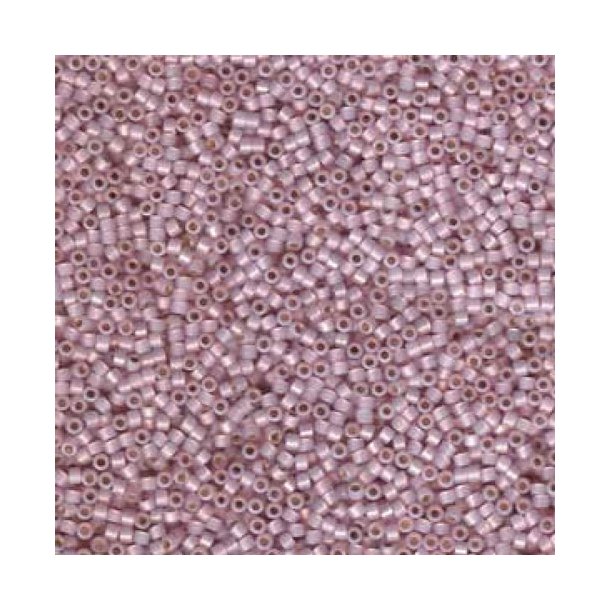 Delica, size #11, pale rose, silver lined, opaque, 1.1x1.7mm, 5.2g, 1000pcs