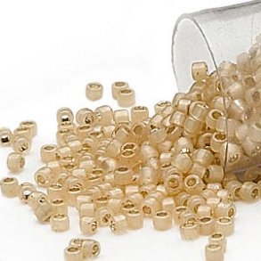 Delica, size #11, opal tan, silver-lined, glass, opaque, 1.1x1.7mm, 5.2g, 1000pcs.