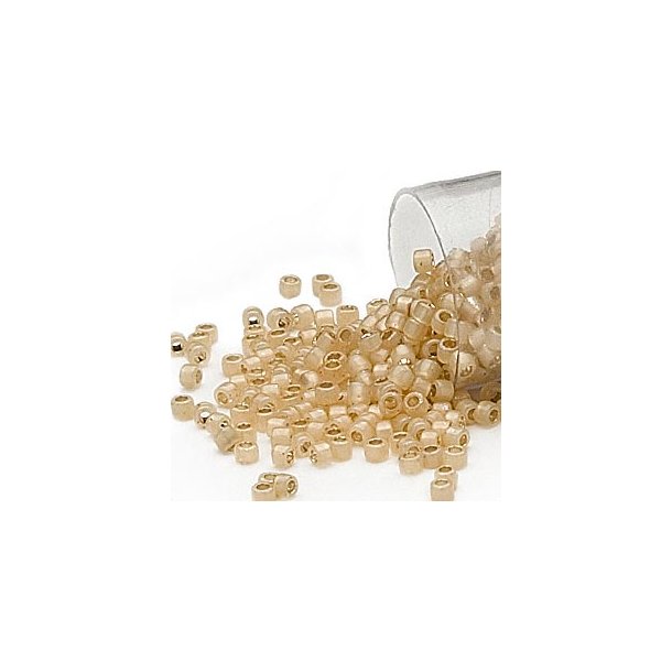 Delica, size #11, opal tan, silver-lined, glass, opaque, 1.1x1.7mm, 5.2g, 1000pcs.