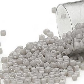 Delica, size #11, pale grey, opaque, 1.1x1.7mm, 5.2 grams