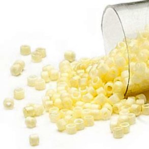 Delica, size #11, frosted light yellow glass bead, 5.2 grams