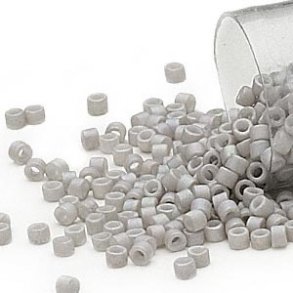 Delica, size #11, pale grey, matte opaque, 1.1x1.7mm, 5.2 grams