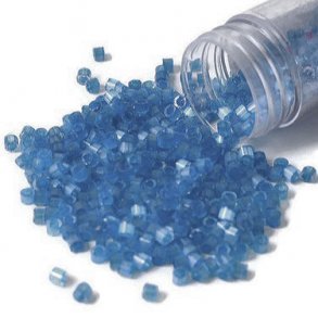 Delica, size #11, jeans blue glass bead, silk effect, 1.1x1.7mm