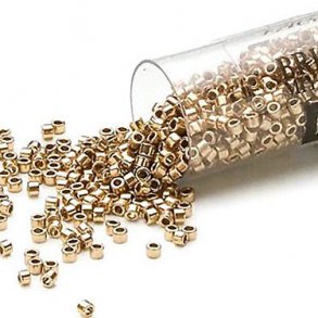 Delica, size #11, Duracoat galvanized Champagne, 1.1x1.7mm, 5,2 grams.