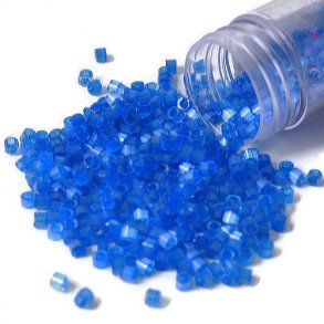 Delica, size #11, delphinium blue glass bead, silk effect, 1.1x1.7mm