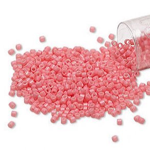 Delica, size #11, rosewater glass bead, opaque 1.1x1.7mm, 5.2 grams. (BAG)