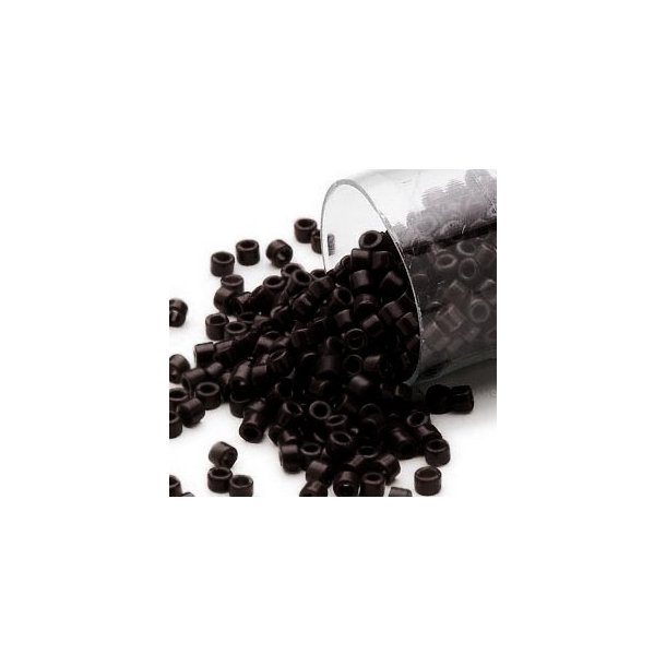 Delica, size #11, dark espresso brown glass bead, opaque, matte, 1.1x1.7mm, 5.2 grams