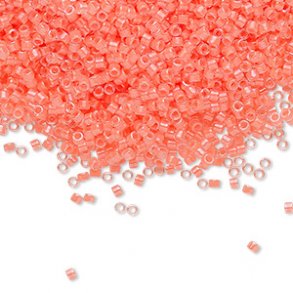 Delica, size #11, neon flamingo, transparant luminous, 5.2 grams