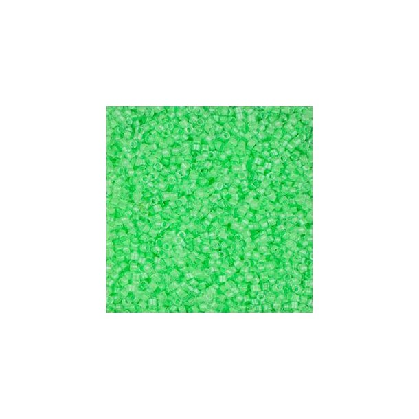 Delica, size #11, mint green, transparent, 1.1x1.7mm, 5.2 grams.
