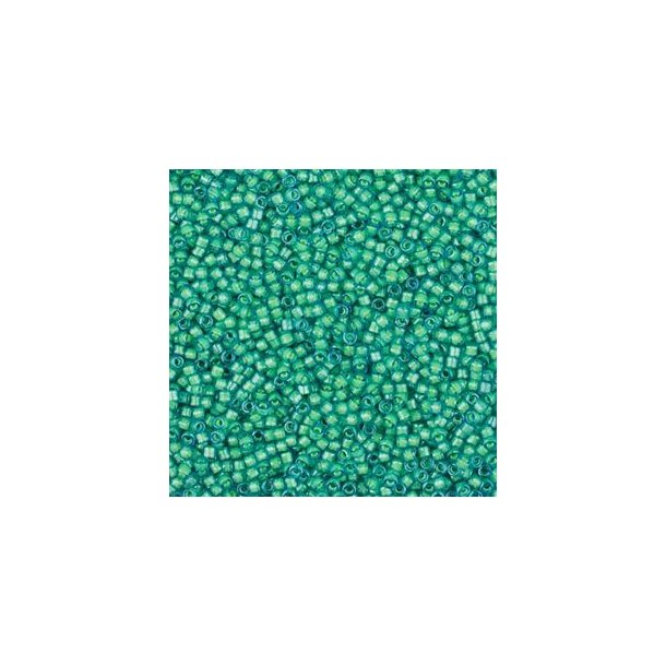 Delica, #11, havfrue grøn, gennemsigtig, 1,1x1,7mm, 5,2g.