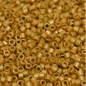 Delica, Größe #11, mattiert, dunkel braun-gelb, Glasperlen, opak, 5,2 g