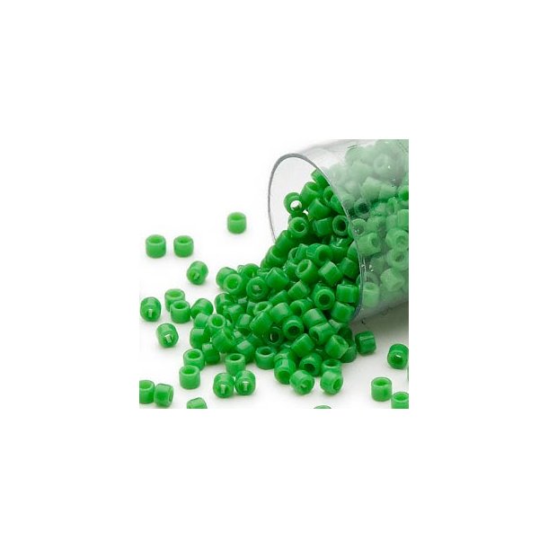 Delica, size #15, pea green, opaque, glass bead, 1.1x1.3mm, 5.2g, 1800pcs