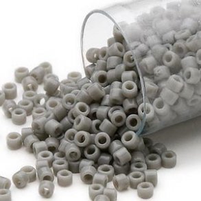Delica, size #11, grey, glass bead, opaque, 5.2 grams