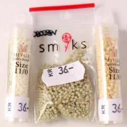 Delica, Gr&ouml;&szlig;e #11, elfenbein, Glasperlen, opak, 1,1x1,7 mm, 5,2 g