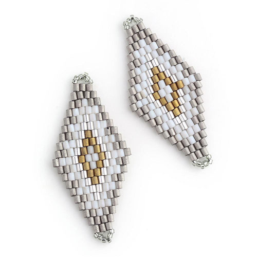 Delica Link, Stor Harlekin, Grå, Hvid, 44x20 mm, 1 Stk. til Smykkefremstilling