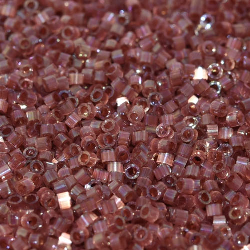 Delica, #11, blass rotviolett, Seideneffekt, 1,1x1,7 mm, 5,2 g ca. 1000 Perlen