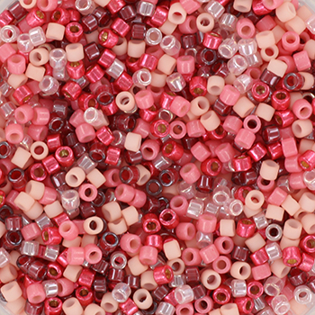 Delica Seed Beads, Mix57, Pretty Pink, 5-farve Blanding, Størrelse #11, 5,2 g til Smykkefremstilling