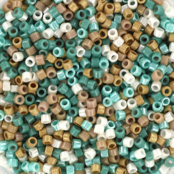 Delica Seed Beads, Mix58, Blue Beach, 5-farve Blanding, Størrelse #11, 5,2 g til Smykkefremstilling