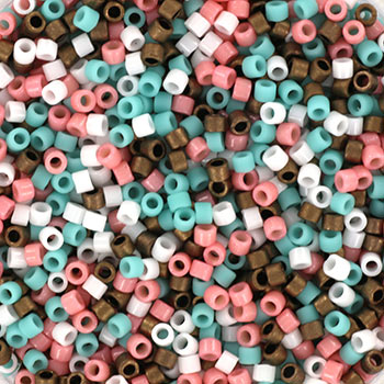 Delica Seed Beads, Mix63, Ibiza Spring, 4-farve Blanding, Størrelse #11, 5,2 g til Smykkefremstilling