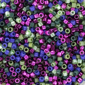 Delica seed beads, Mix117, hyacint, 6-color mix, size #11, 5.2 grams