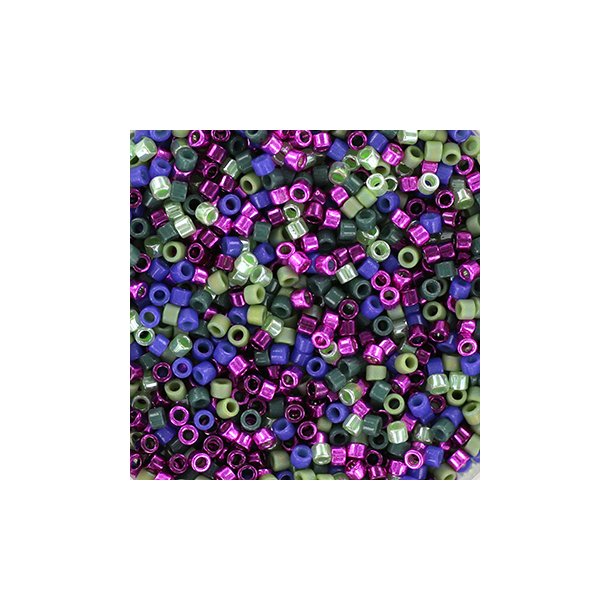 Delica seed beads, Mix117, hyacint, 6-color mix, size #11, 5.2 grams