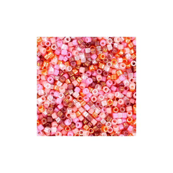 Delica, size #11, pink mix, flower power, 1,1x1,7mm, 5-color mix, 5,2 grams.
