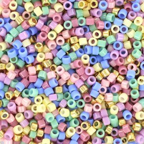 Delica seed beads, Mix136, Rainbow shimmer, 7-color mix, size#11, 5.2 grams