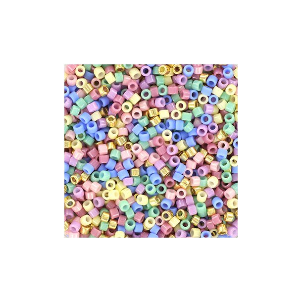 Delica seed beads, Mix136, Rainbow shimmer, 7-color mix, size#11, 5.2 grams