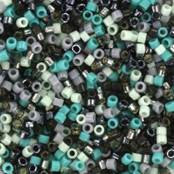 Delica seed beads, Glasperlen, Mix23, Green Mist, 6-Farben, Gr&ouml;&szlig;e #11, 5,2g