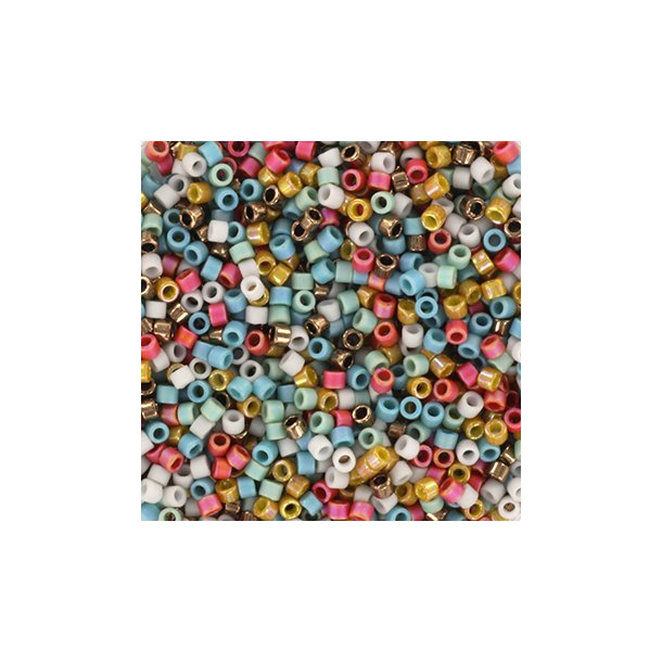 Delica seed beads, Mix50, frosted fall leaves, 6-color mix, size#11, 5.2 grams