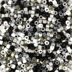 Delica seed beads, Glasperlen, Mix54, Schwarz/Wei&szlig;, 5-Farben, Gr&ouml;&szlig;e #11, 5,2g