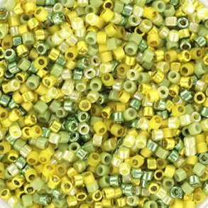 Delica seed beads, Glasperlen, Mix59, Happy Yellow, 5-Farben, Größe #11, 5,2g