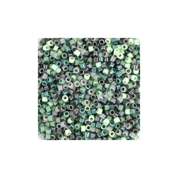 Delica seed beads, Glasperlen, Mix60, grau-grn, 5-Farbenmischnung, Gre#11, 5,2g