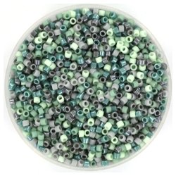 Delica seed beads, Glasperlen, Mix60, grau-gr&uuml;n, 5-Farbenmischnung, Gr&ouml;&szlig;e#11, 5,2g